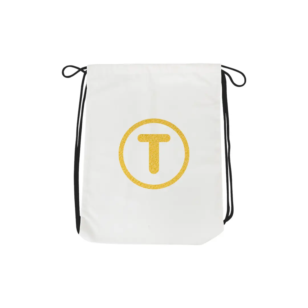 T Alphabet Reflective Shiny Print Cotton Drawstring Bag - Image 2