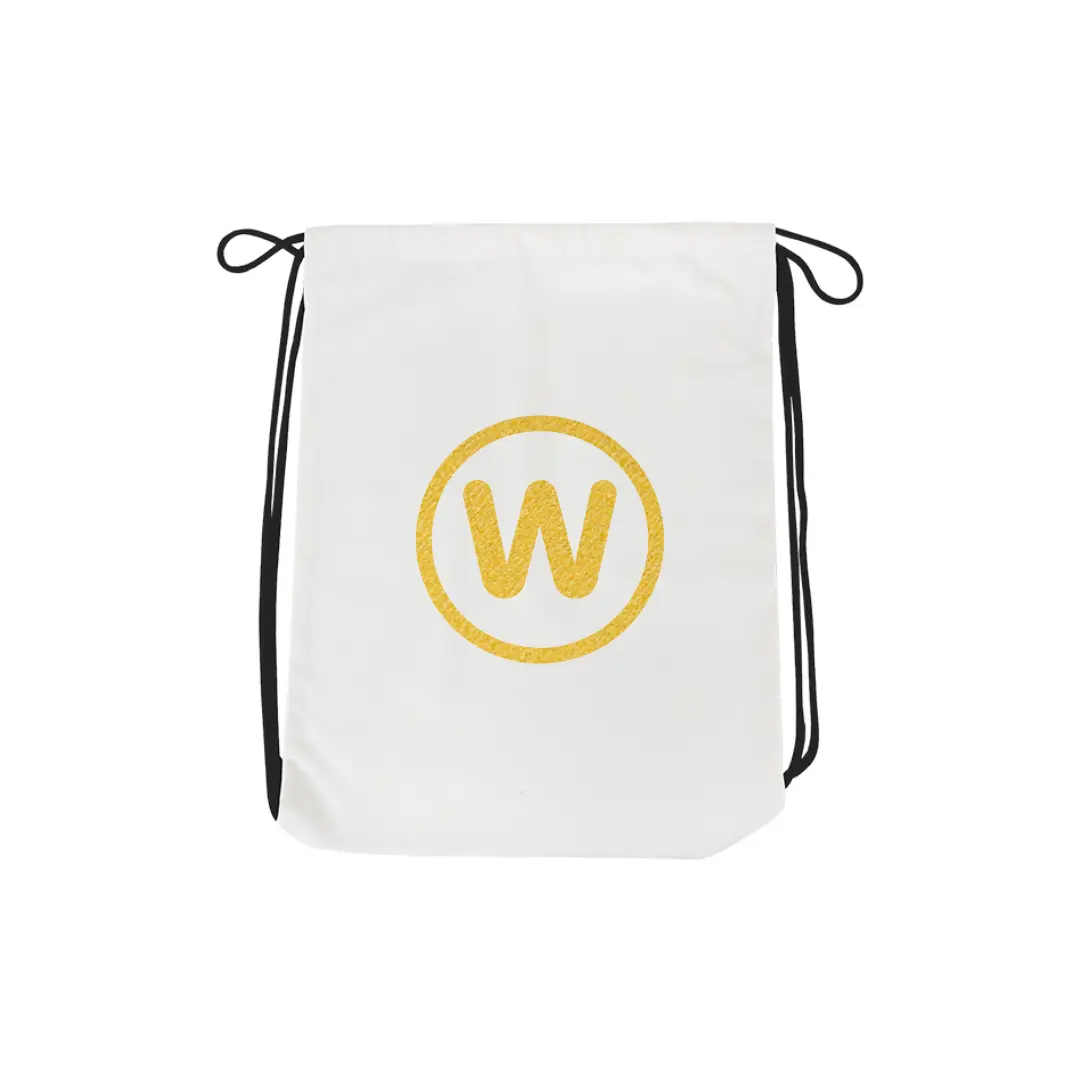W Alphabet Reflective Shiny Print Cotton Drawstring Bag - Image 2