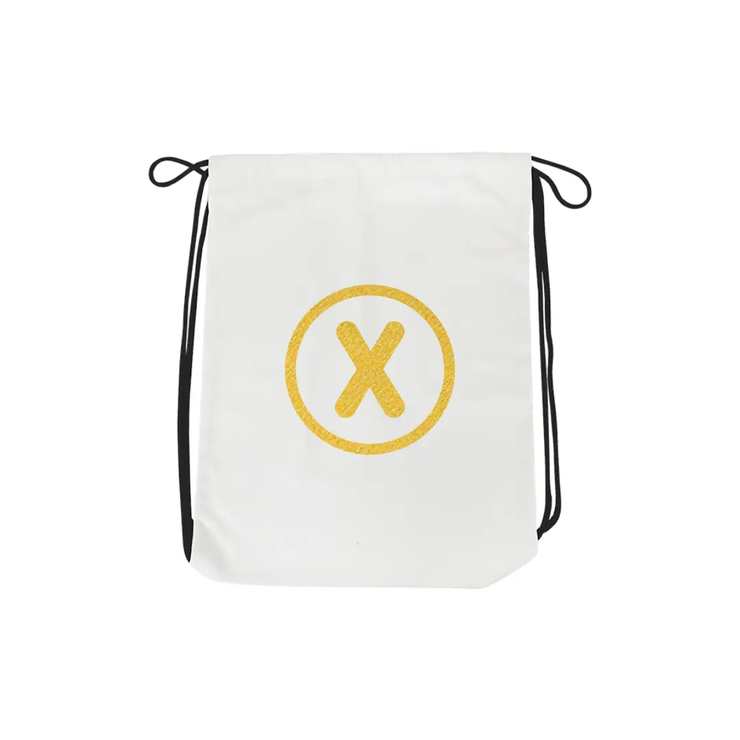X Alphabet Reflective Shiny Print Cotton Drawstring Bag - Image 2