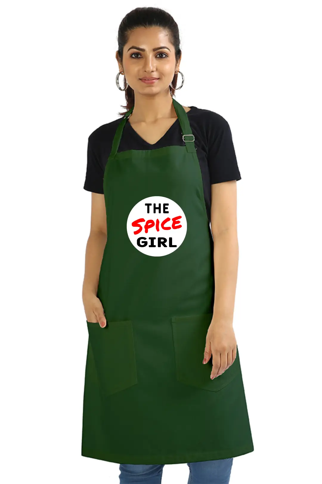 Green Color The Spice Girl Cotton Apron