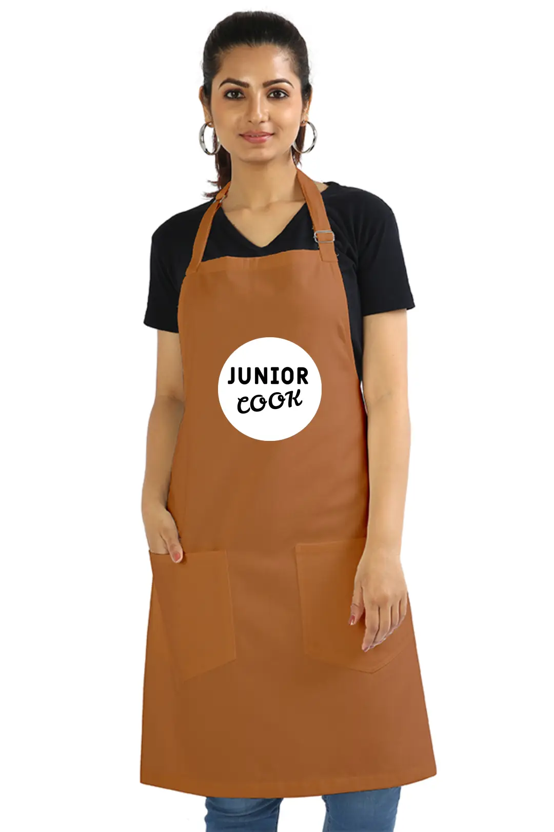 Khaki Junior Cook Cotton Apron With Pockets and Adjustable Straps