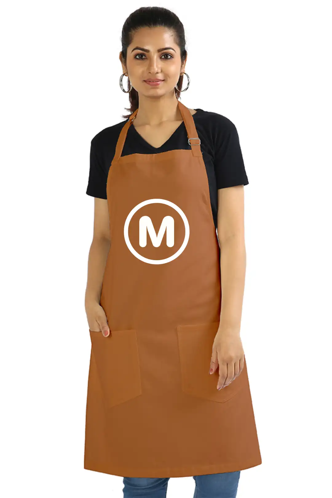 M Alphabet Cotton Khaki Apron