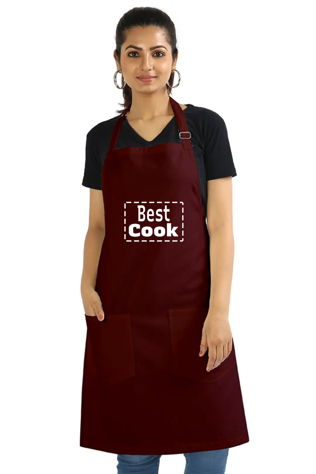 Maroon Color Best Cook Cotton Apron With Adjustable Straps