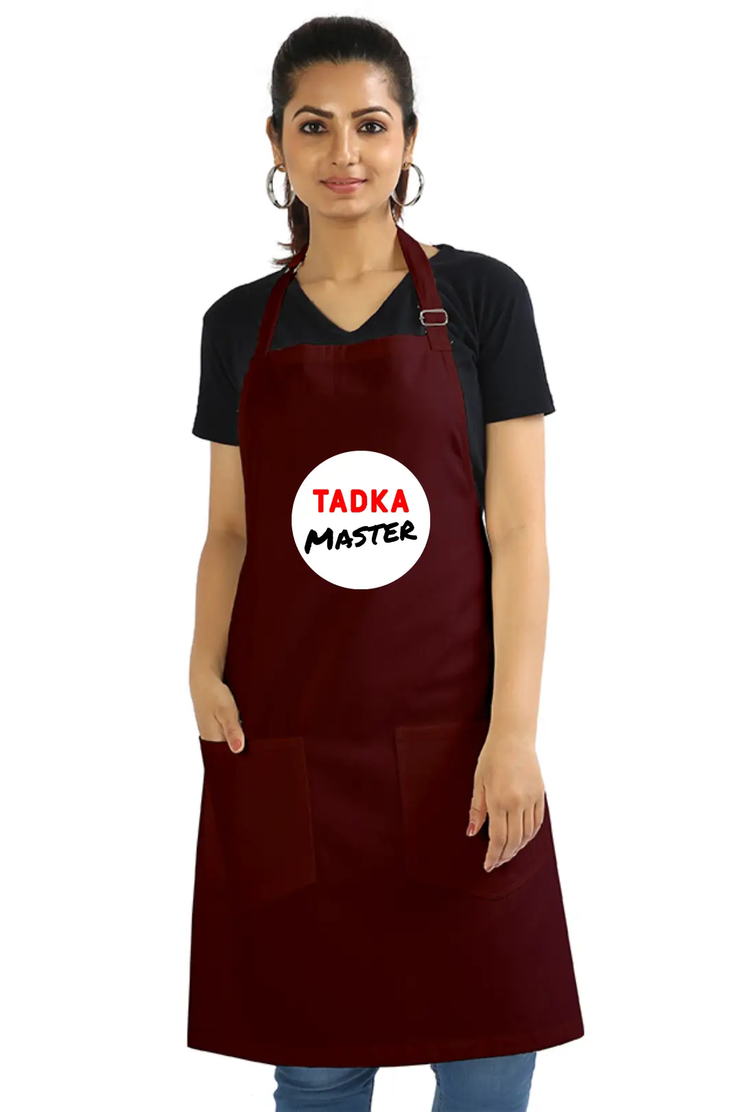 Maroon Color Tadka Master Cotton Apron