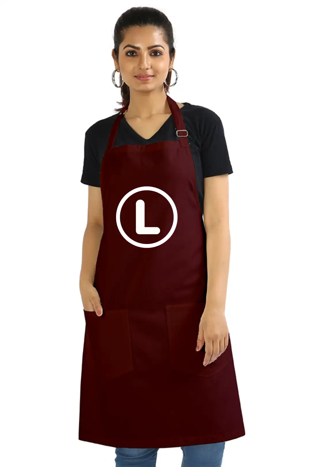 L Alphabet Cotton Maroon Apron