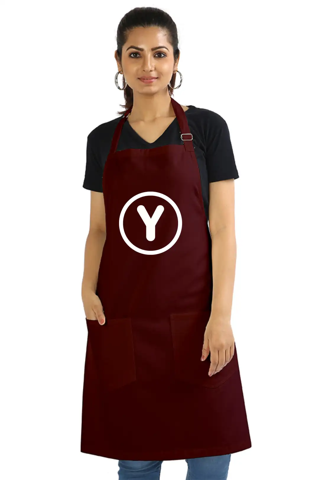 Y Alphabet Cotton Maroon Apron