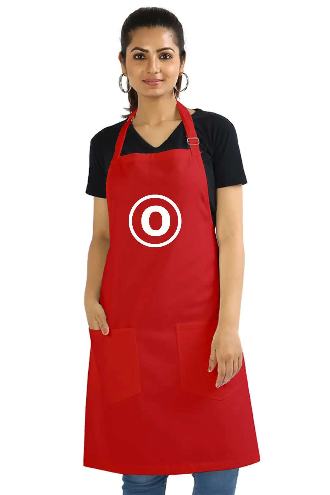 O Alphabet Cotton Red Apron