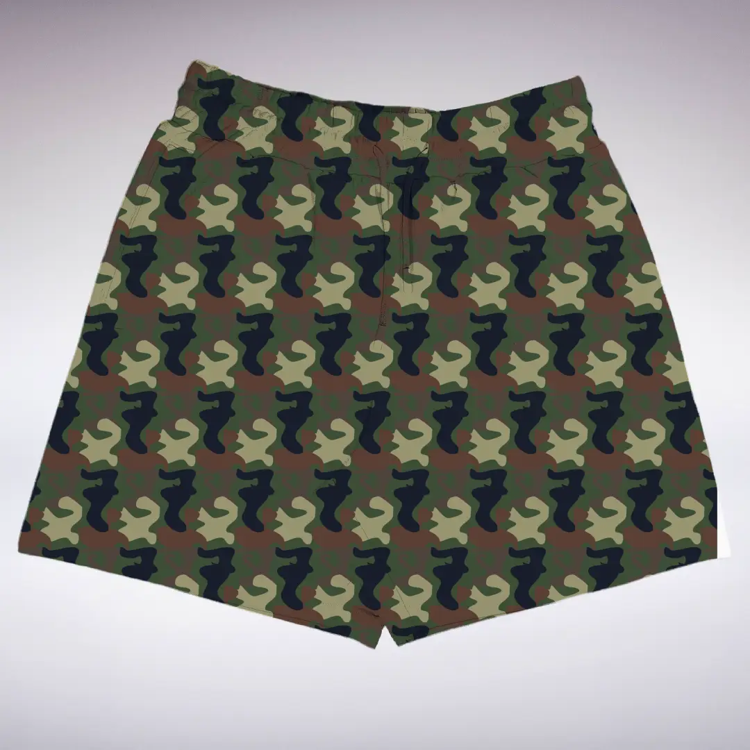 Green Camouflage  Regular Fit Shorts
