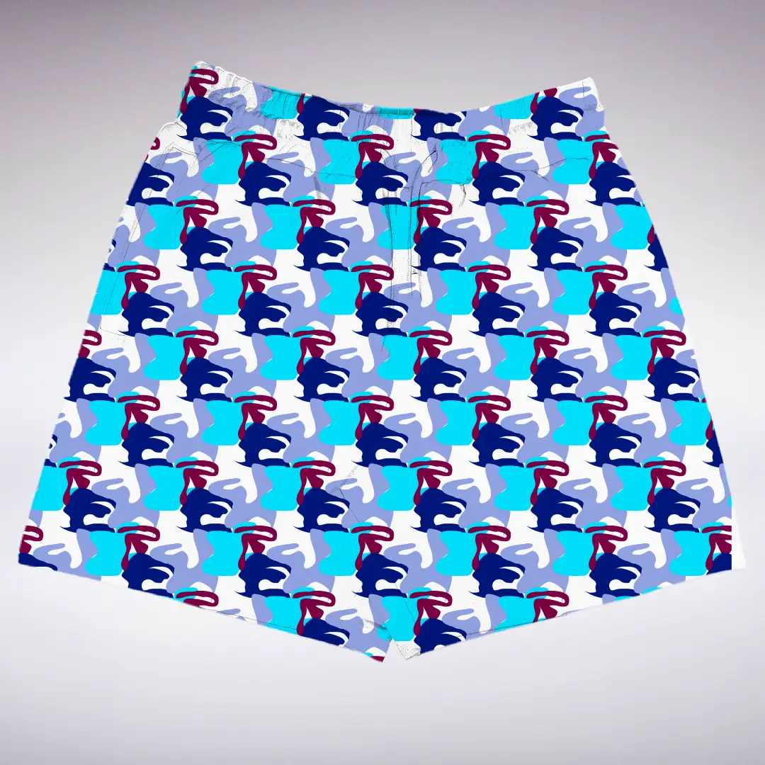 Blue Camouflage Regular Fit Shorts