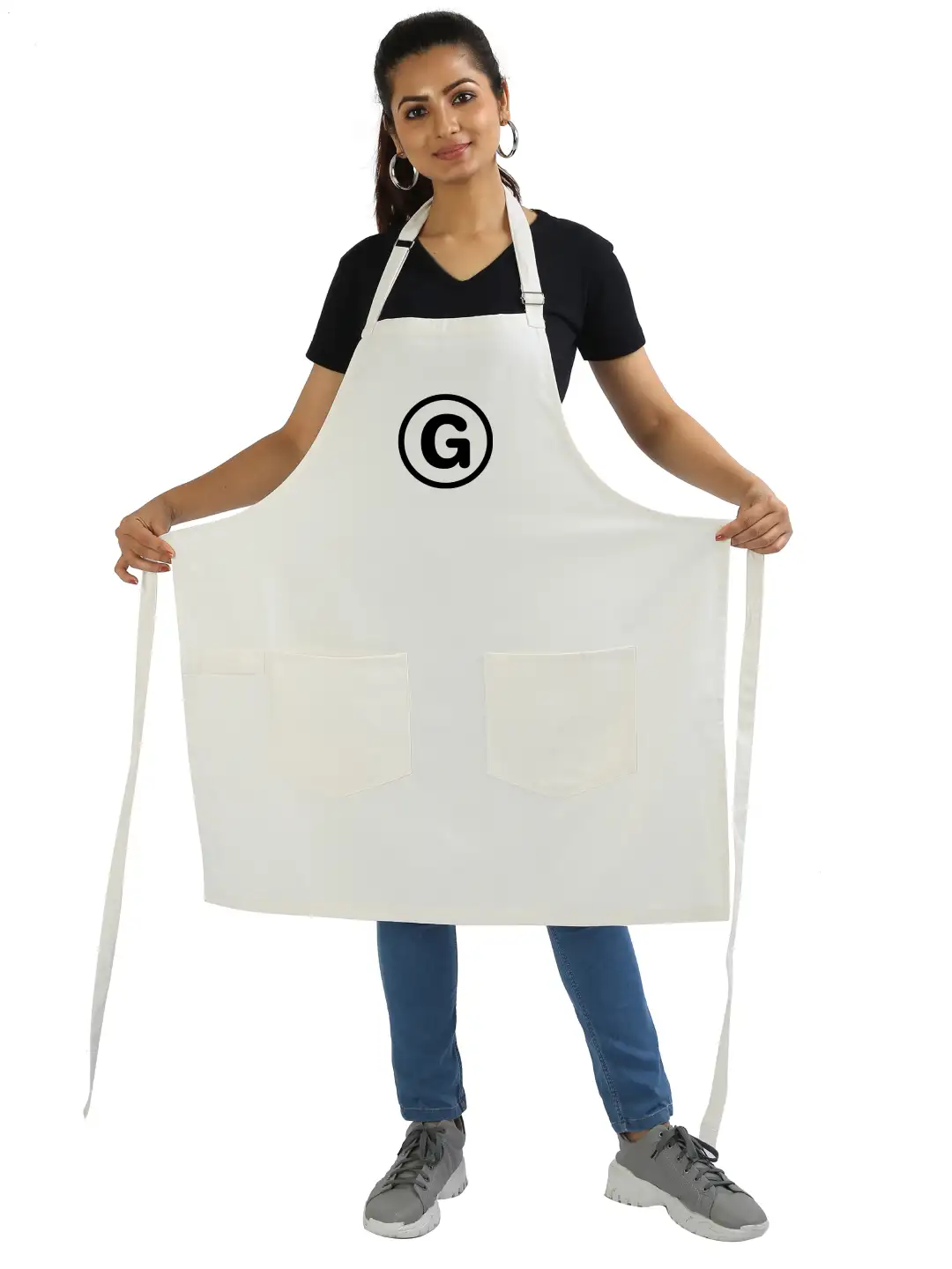 G Alphabet Cotton White Apron - Image 2