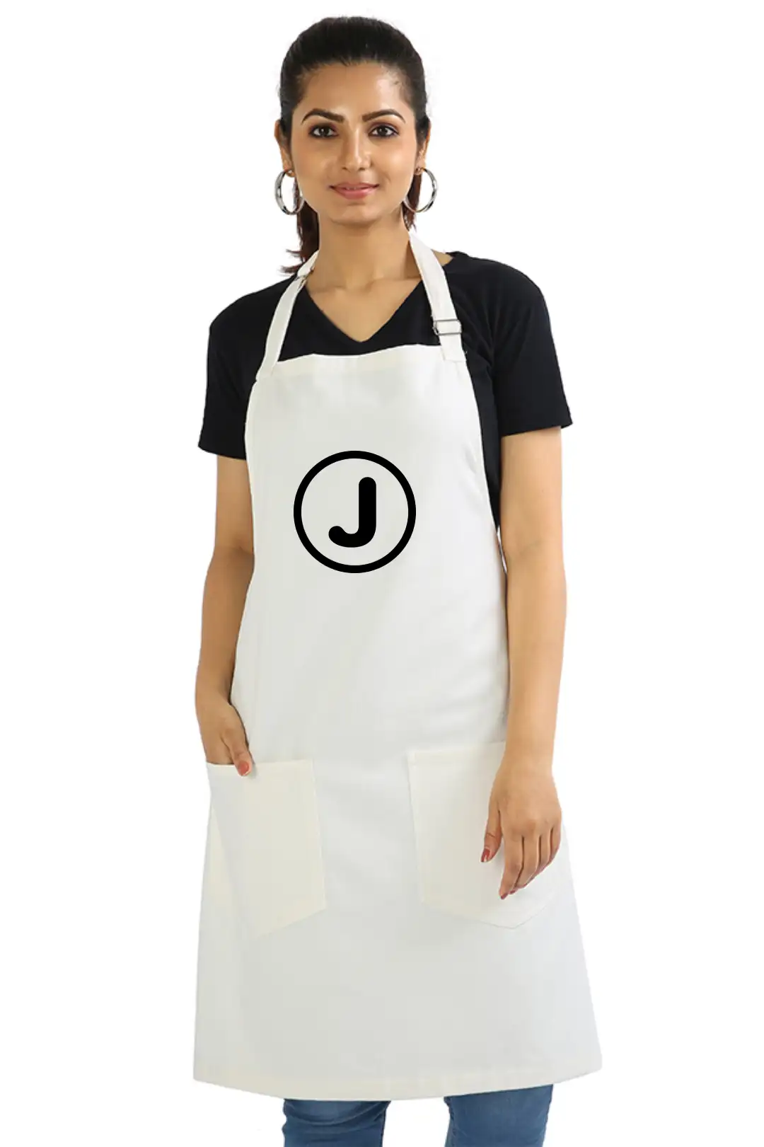 J Alphabet Cotton White Apron