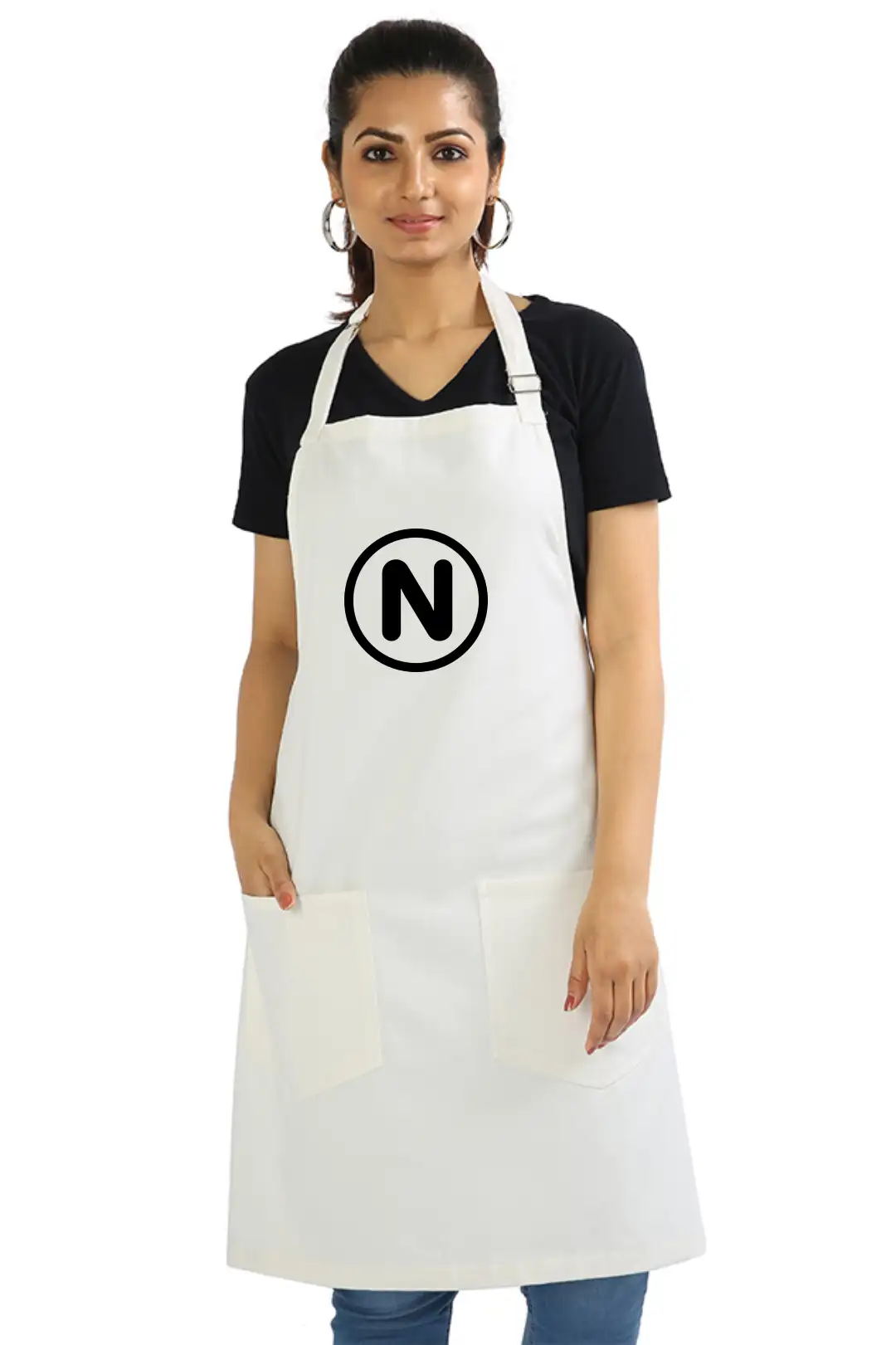 N Alphabet Cotton White Apron