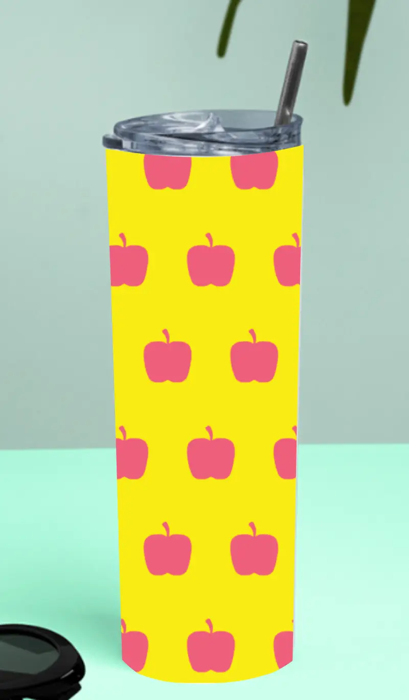 Pink Apples Stainless Steel Tumbler Bottle With Straw And Leak Proof Lid