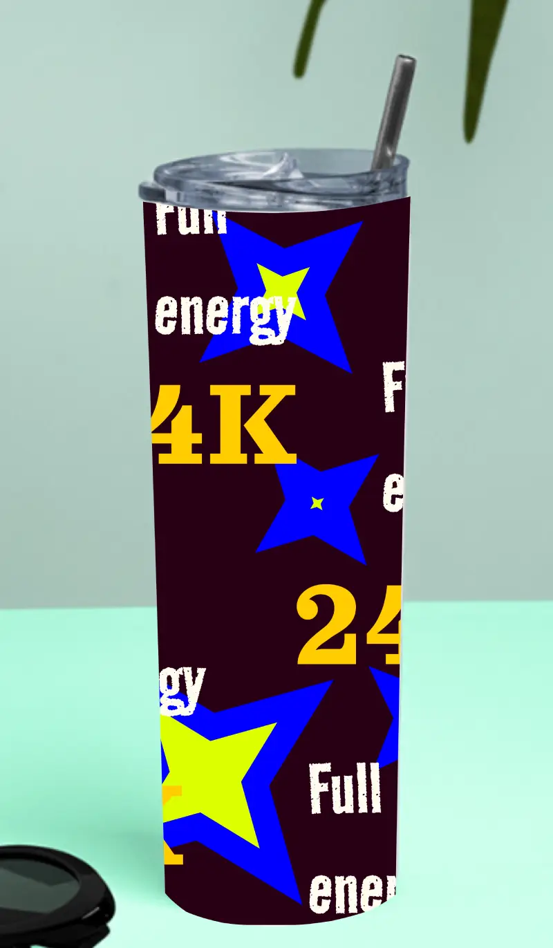 24K Full Energy Stainless Steel Tumbler Bottle With Straw And Leak Proof Lid