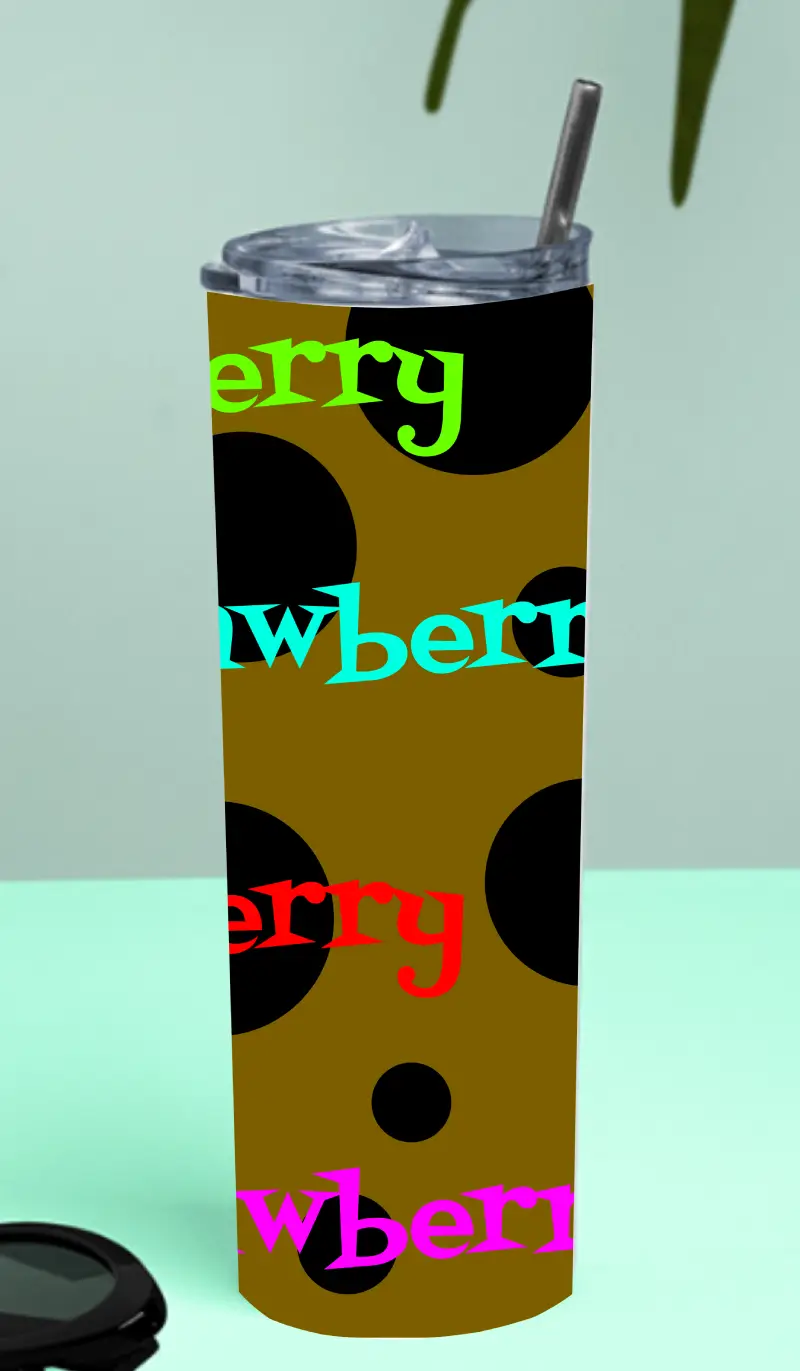 Strawberry Stainless Steel Tumbler Bottle With Straw And Leak Proof Lid