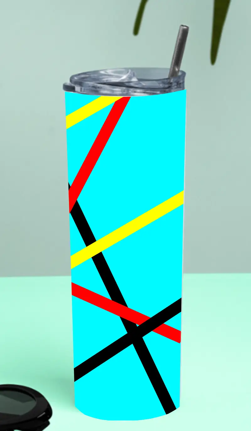 Lines Graphic Stainless Steel Tumbler Bottle With Straw And Leak Proof Lid