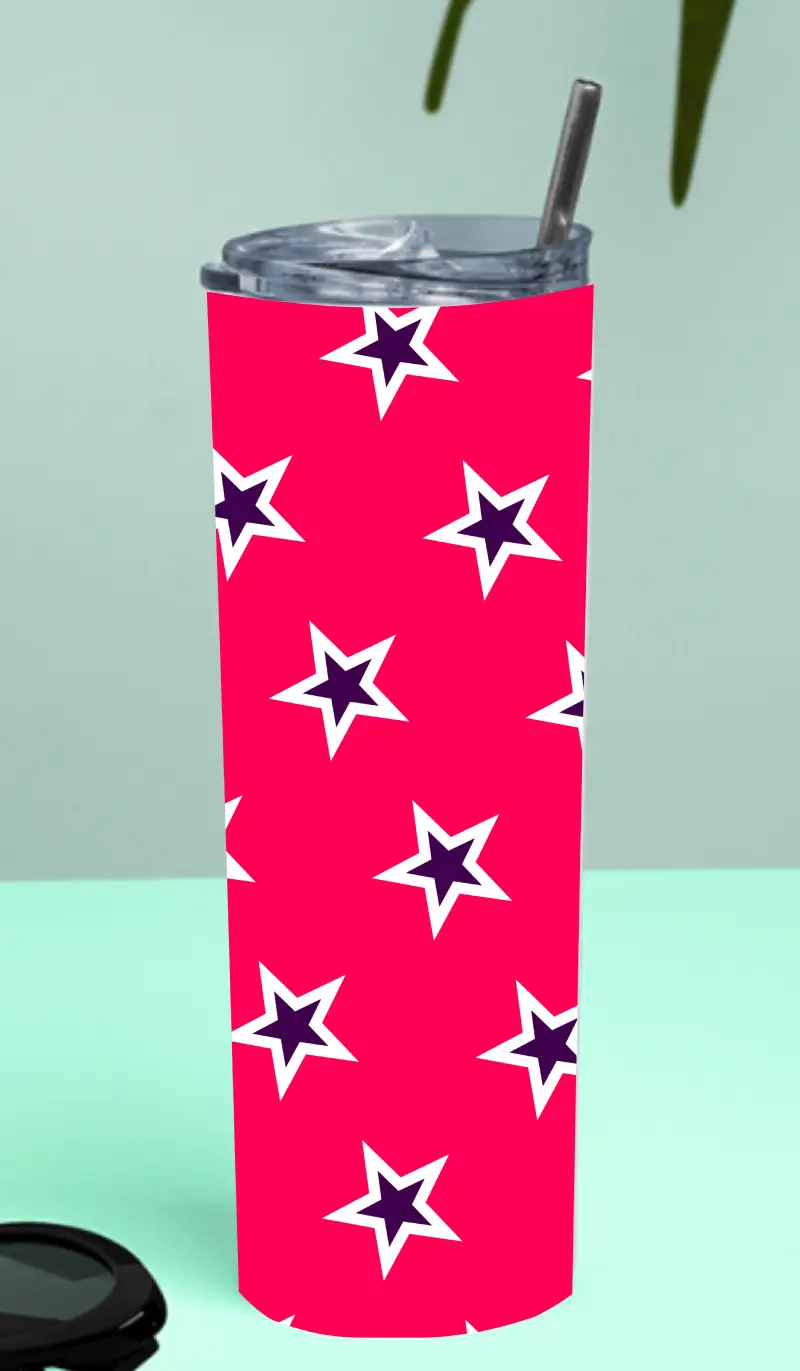 Stars Stainless Steel Tumbler Bottle With Straw And Leak Proof Lid