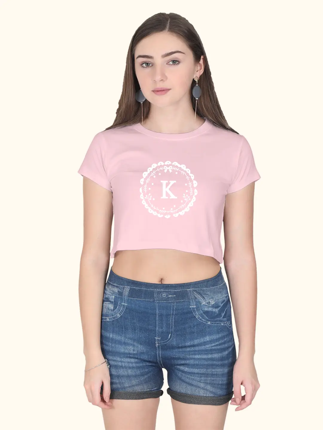 K Alphabet Cotton Crop Top - Image 3