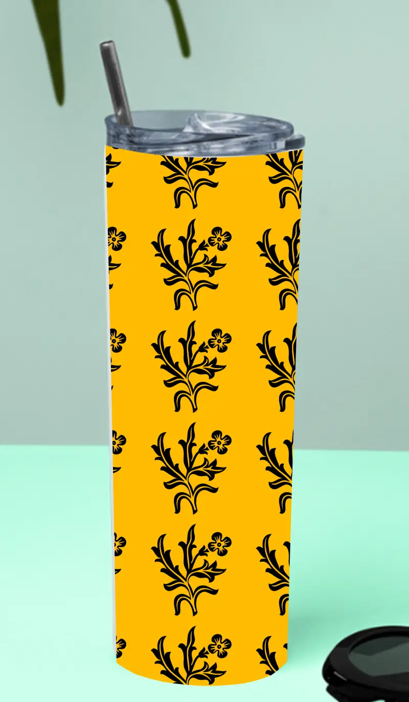 Floral Stainless Steel Tumbler Bottle With Straw And Leak Proof Lid - Image 2