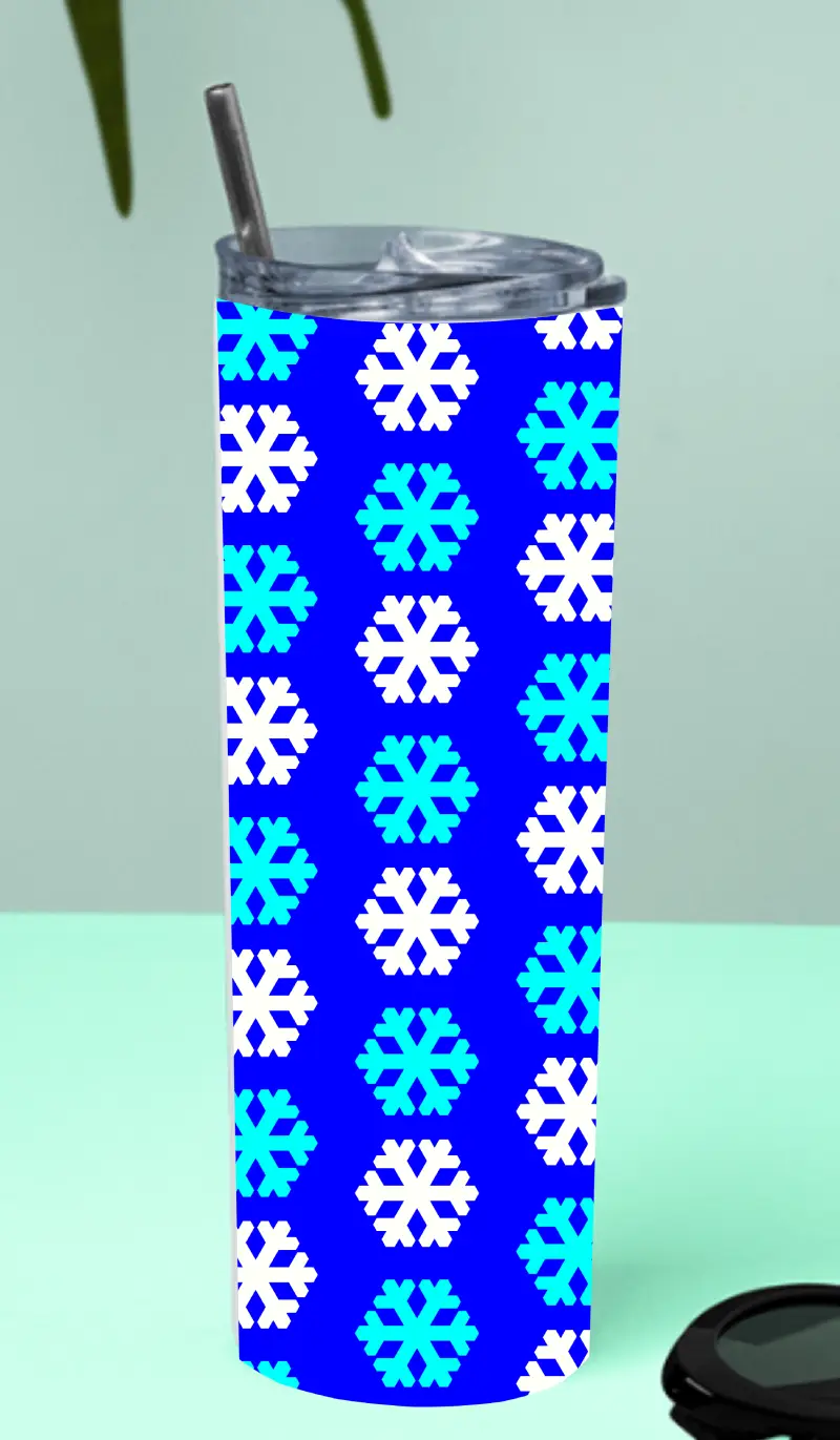 Snow Flakes Stainless Steel Tumbler Bottle With Straw And Leak Proof Lid - Image 2