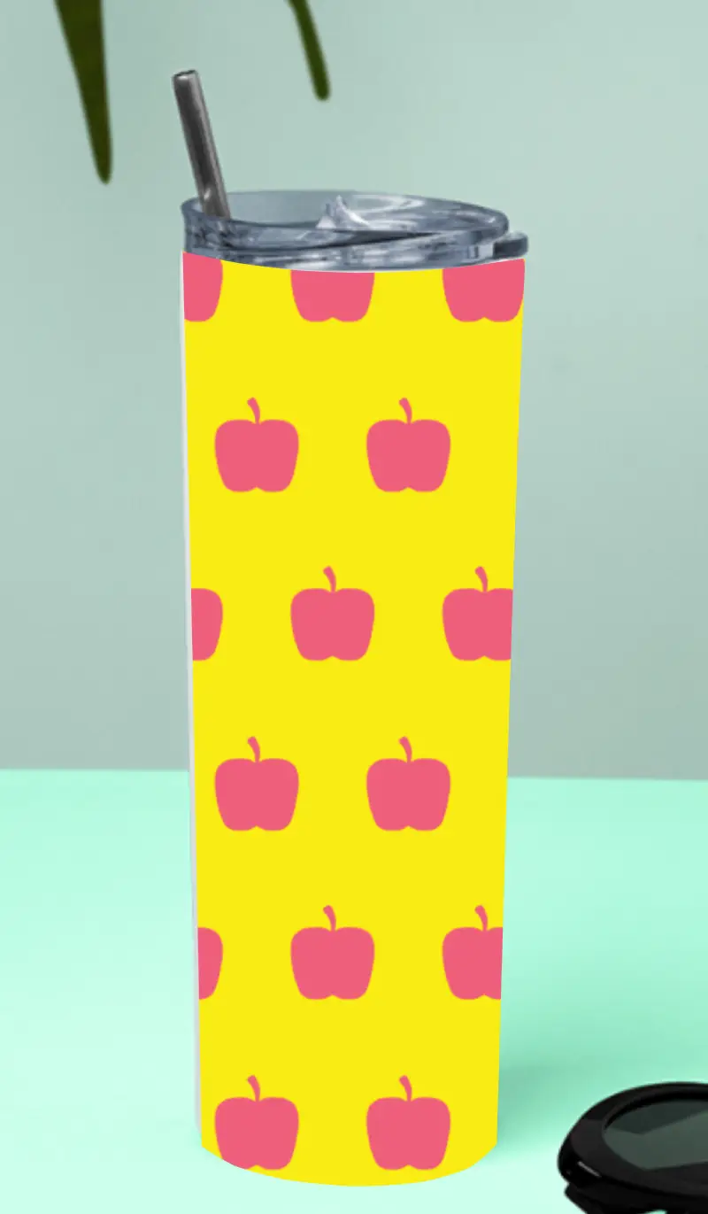 Pink Apples Stainless Steel Tumbler Bottle With Straw And Leak Proof Lid - Image 2