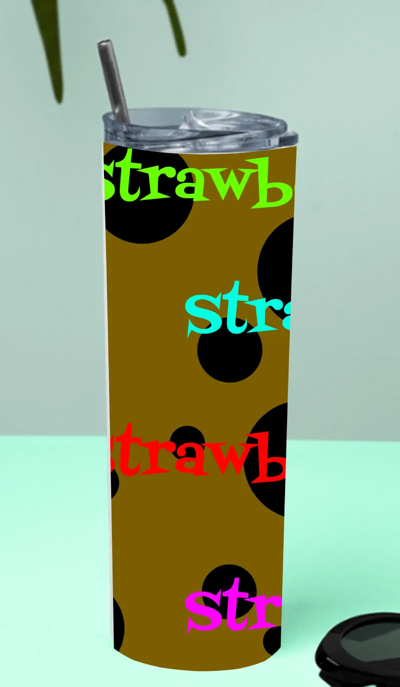 Strawberry Stainless Steel Tumbler Bottle With Straw And Leak Proof Lid - Image 2