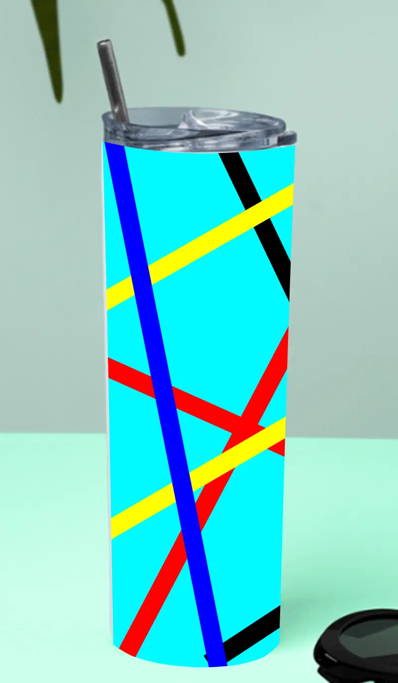 Lines Graphic Stainless Steel Tumbler Bottle With Straw And Leak Proof Lid - Image 2