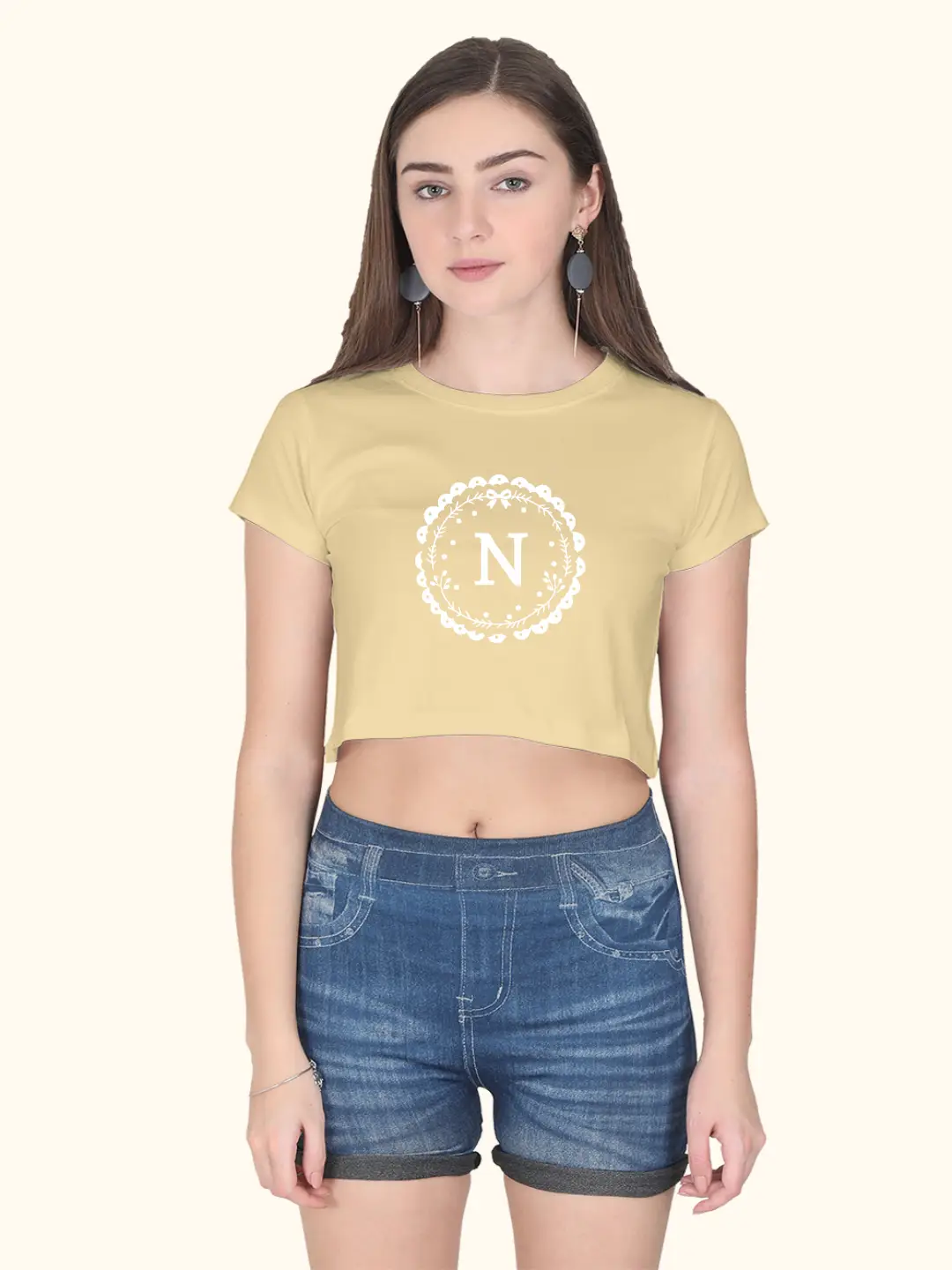 N Alphabet Cotton Crop Top