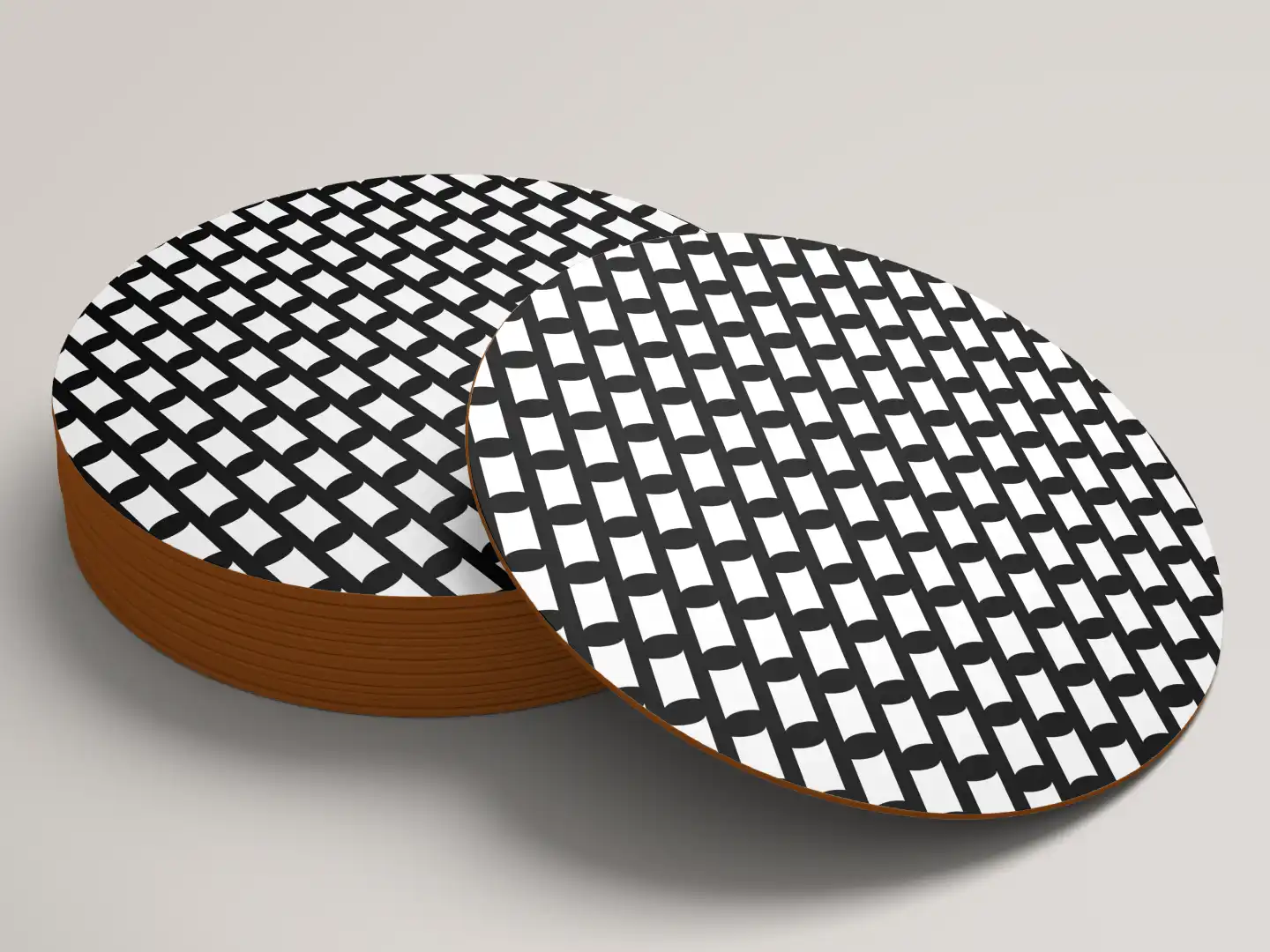 Black White Color Set Of Six Round Tea Coaster - Image 3