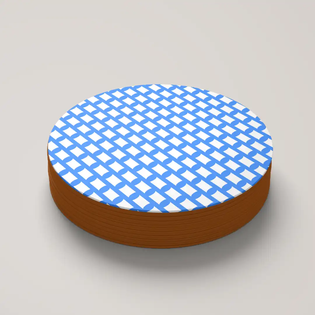 Blue Color Set Of Six Round Tea Coaster - Image 4