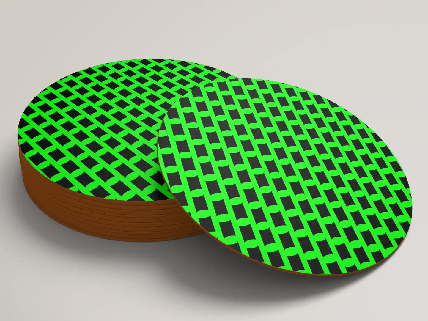 Green Black Color Set Of Six Round Tea Coaster - Image 3