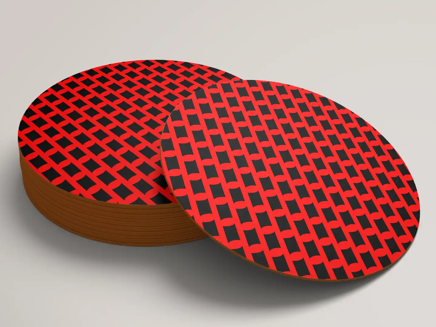 Red Black Color Set Of Six Round Tea Coaster - Image 3