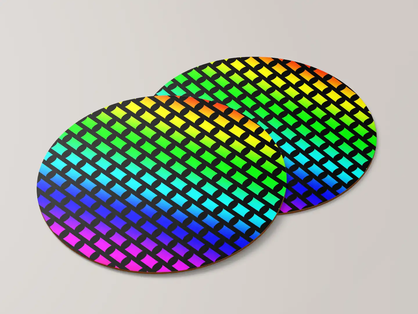 Rainbow Color Set Of Six Round Tea Coaster