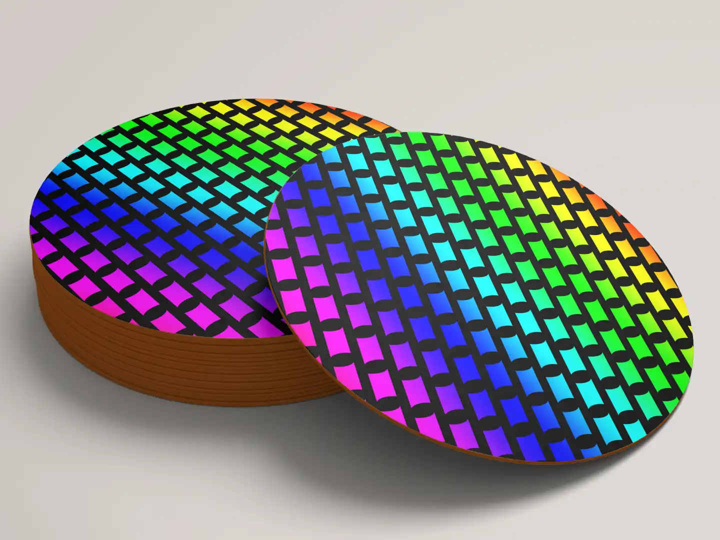 Rainbow Color Set Of Six Round Tea Coaster - Image 3