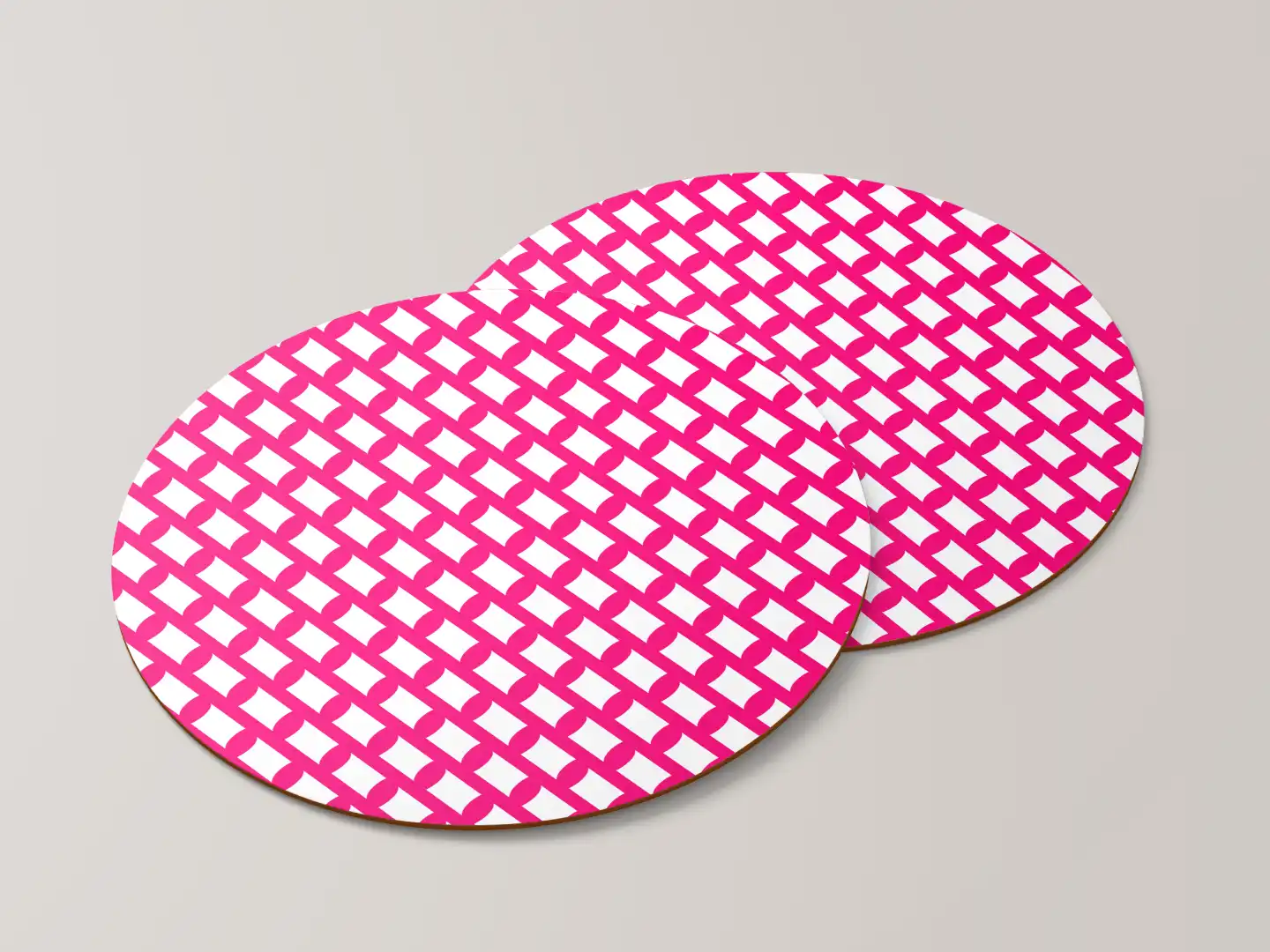 Raspberry Color Set Of Six Round Tea Coaster