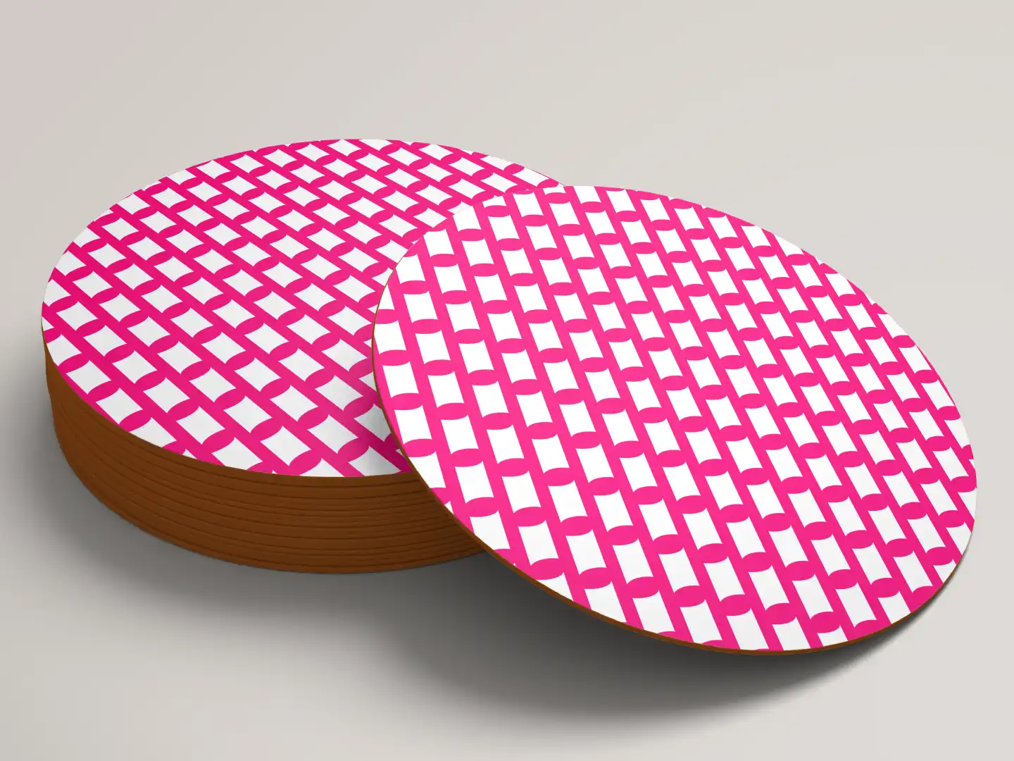 Raspberry Color Set Of Six Round Tea Coaster - Image 3