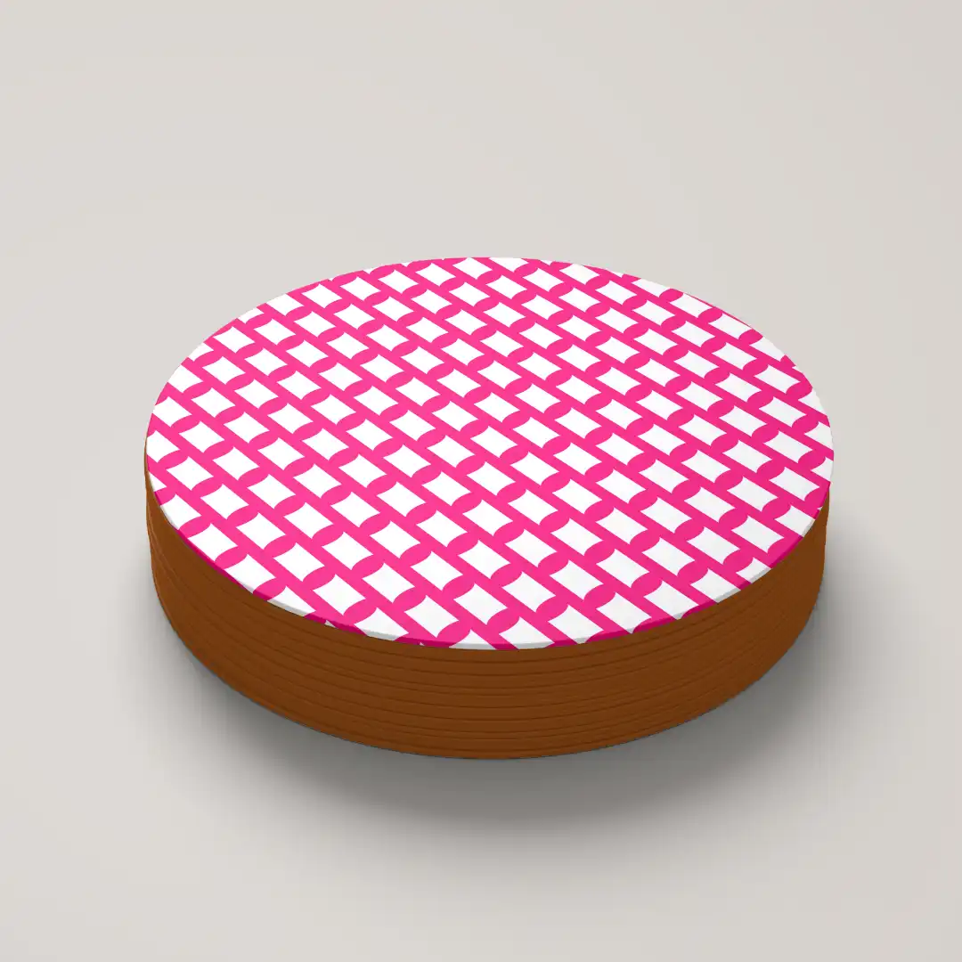 Raspberry Color Set Of Six Round Tea Coaster - Image 4