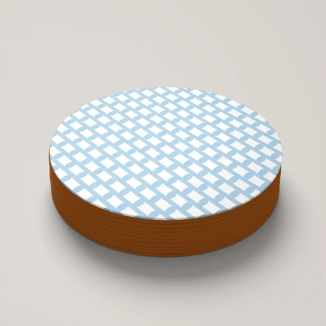Sky Blue Color Set Of Six Round Tea Coaster - Image 4