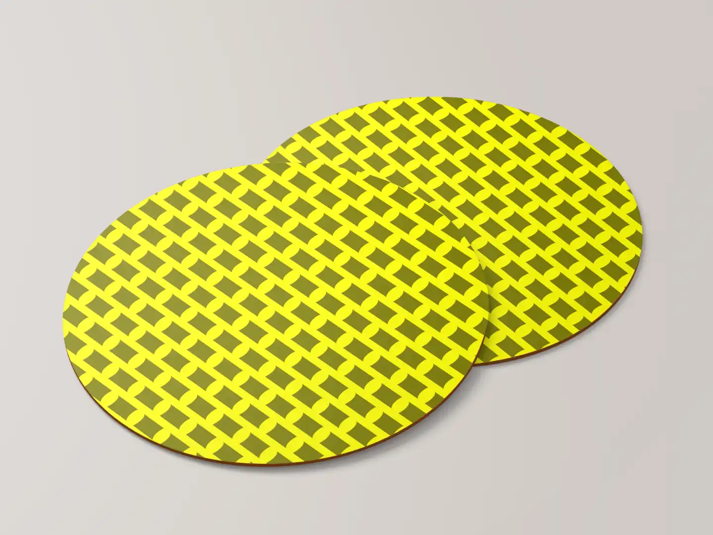Yellow Mehandi Color Set Of Six Round Tea Coaster