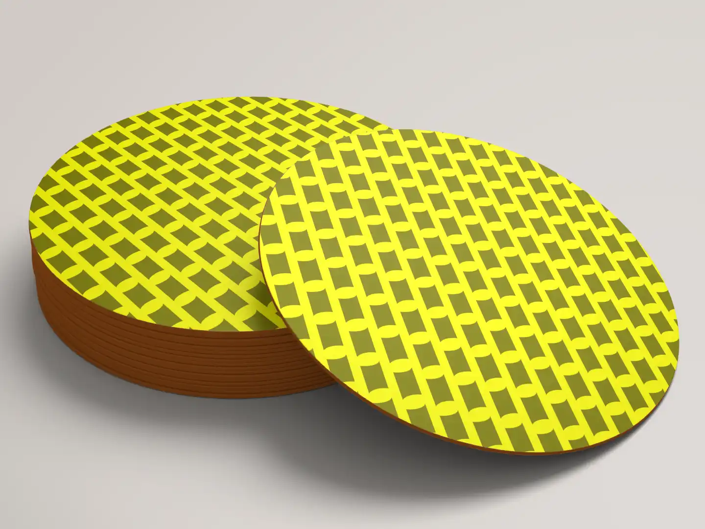 Yellow Mehandi Color Set Of Six Round Tea Coaster - Image 3