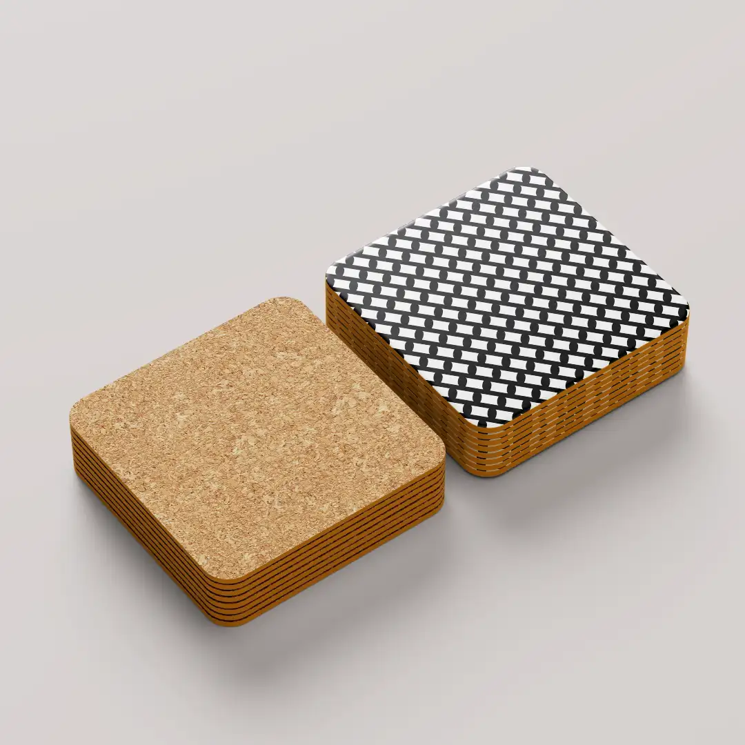 Black White Color Set Of Six Square Tea Coaster - Image 3