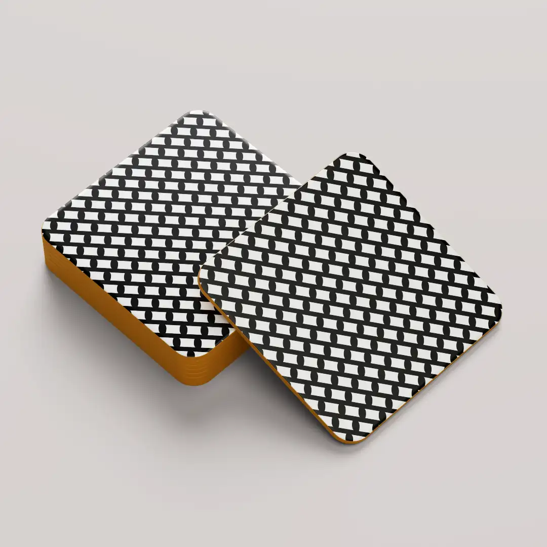 Black White Color Set Of Six Square Tea Coaster - Image 5