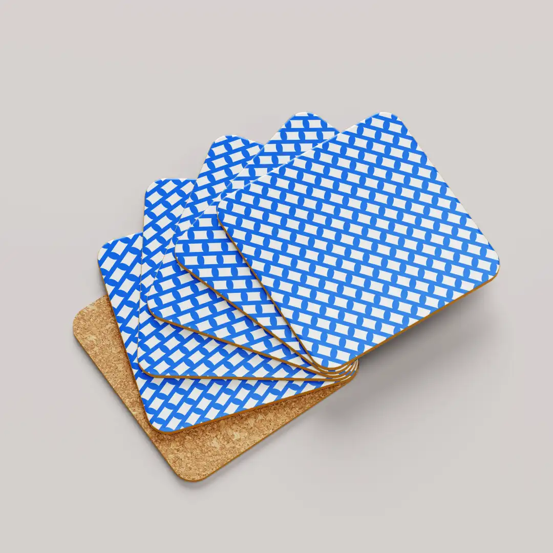 Blue Color Set Of Six Square Tea Coaster - Image 2