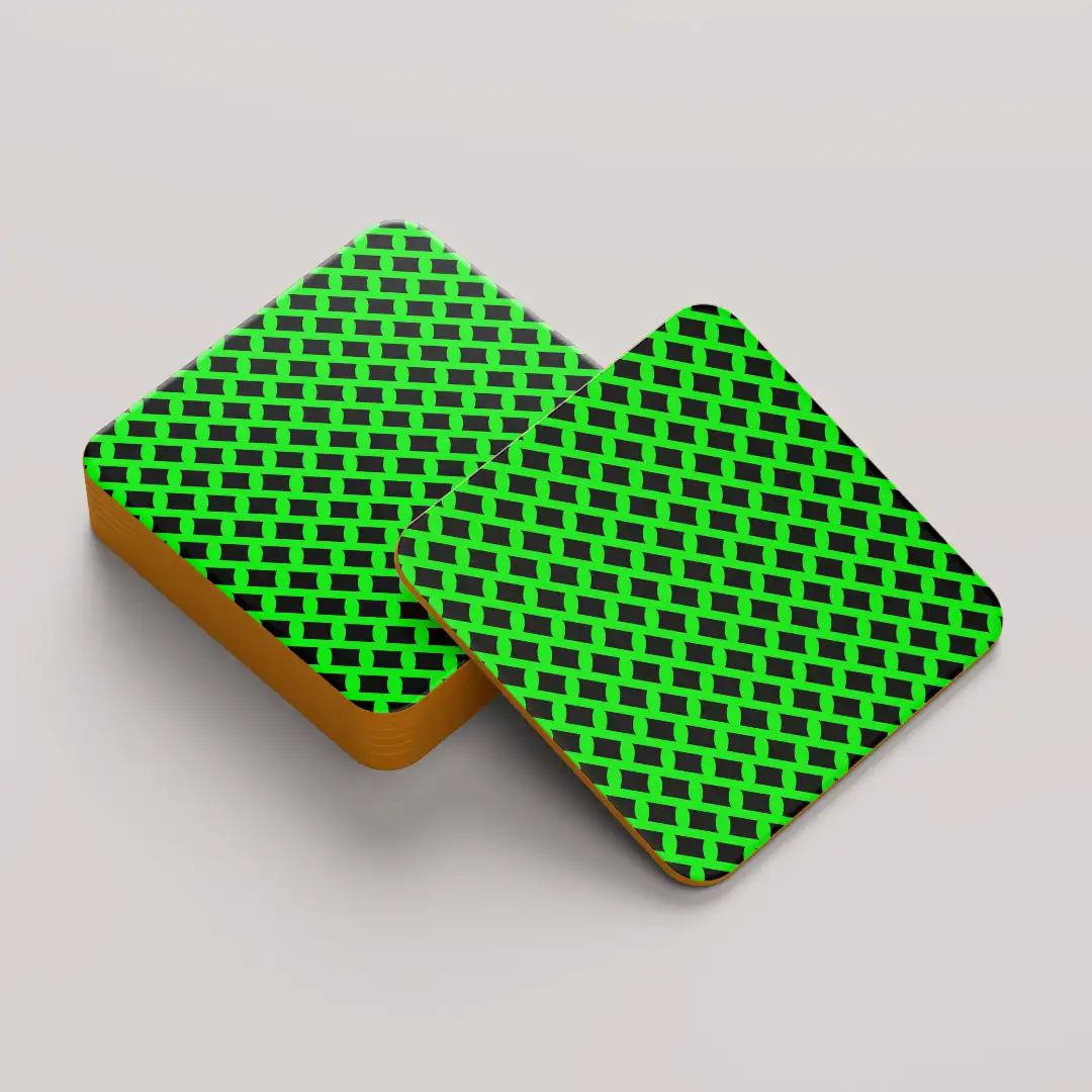 Green Black Color Set Of Six Square Tea Coaster - Image 5
