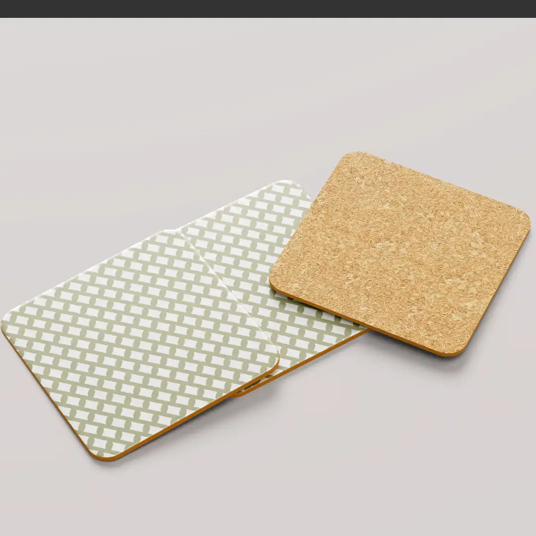 Green Teal Color Set Of Six Square Tea Coaster - Image 4