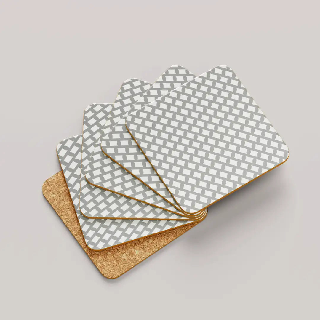 Grey Color Set Of Six Square Tea Coaster - Image 2