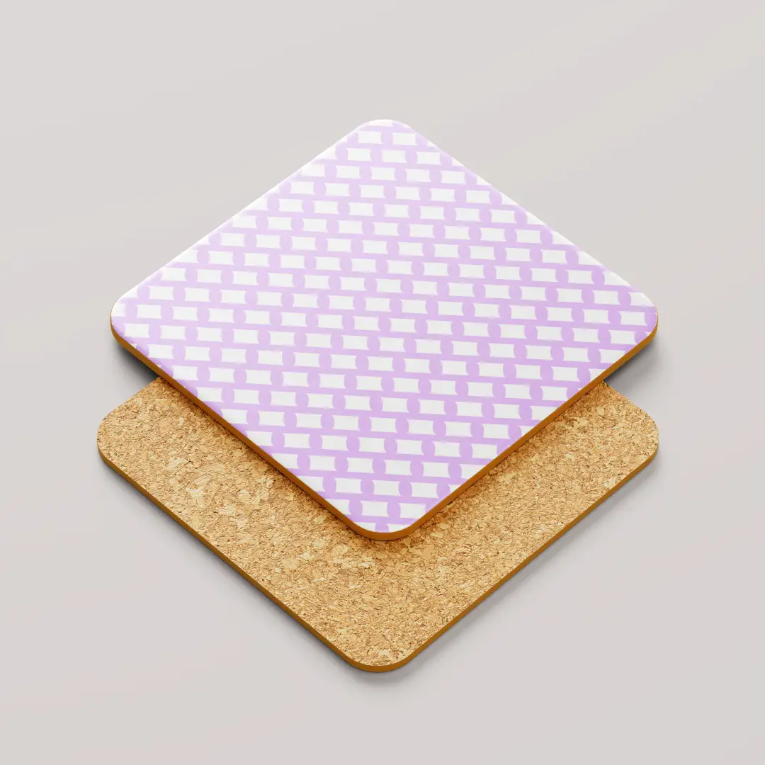 Pink Color Set Of Six Square Tea Coaster