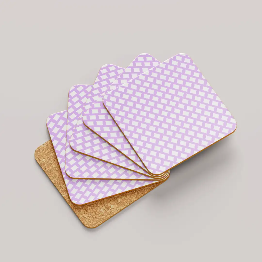 Pink Color Set Of Six Square Tea Coaster - Image 2