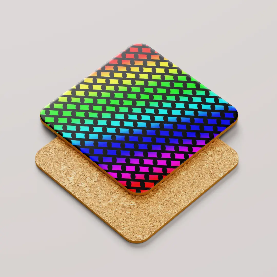 Rainbow Color Set Of Six Square Tea Coaster