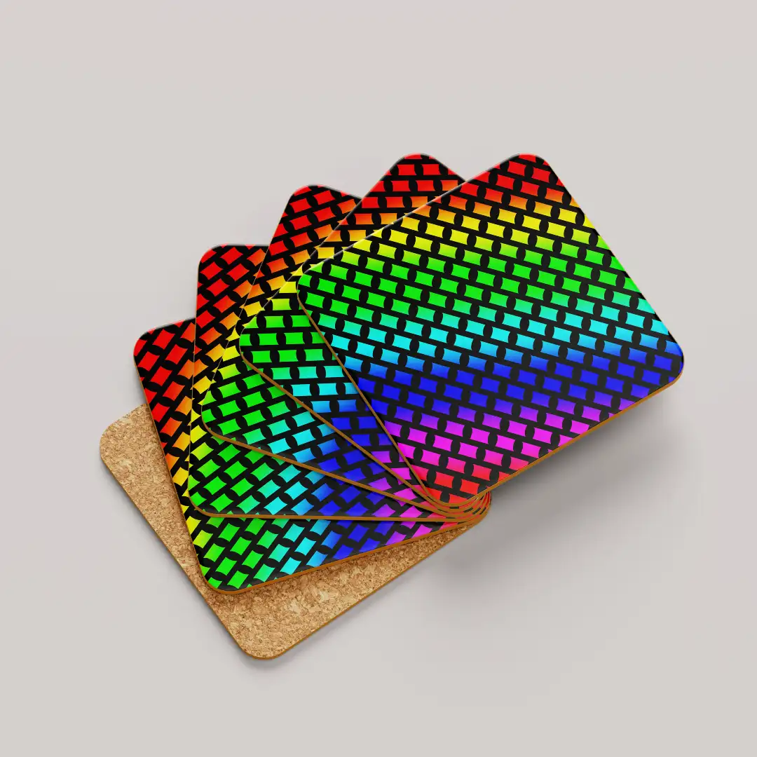 Rainbow Color Set Of Six Square Tea Coaster - Image 2